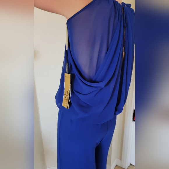New Elegant Royal Blue Embelished Jumpsuit By Alfa Beta, Size M/L,Made In Turkey - Picture 5 of 8